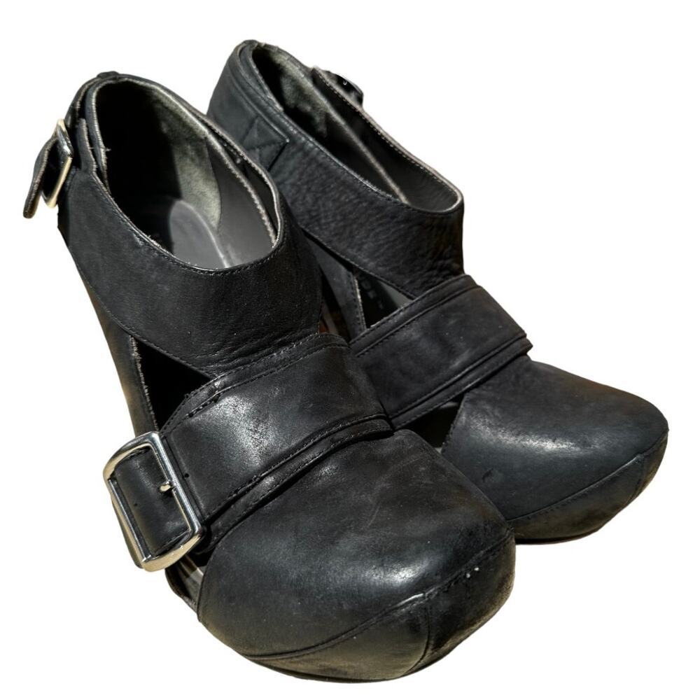 United Nude Heels Ankle Boots Leather Pin Belt Closed Toe Buckle Strap Black 7.5 - Picture 2 of 8